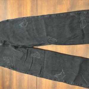 Black Jeans with Butterfly Design